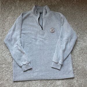Chicago Cubs Men's Light Gray Quarter Zip-Up Sweater
